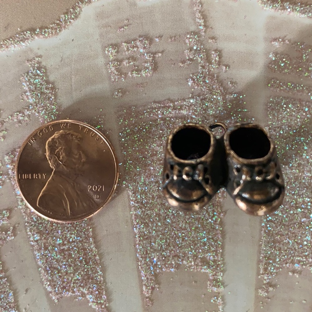Brass Baby Shoes Pendant and Pin